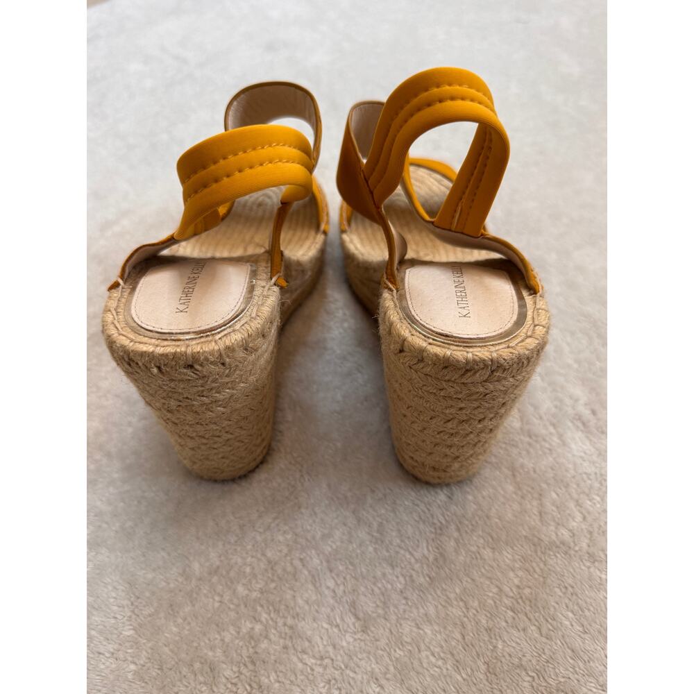 Katherine Kelly Women's Yellow Sunflower ORLA Sandy Wedges Heel Sandals Size 8.5 - Picture 3 of 6